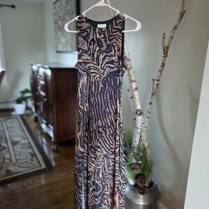 Topshop Zebra Print Midi Dress - Black and Brown